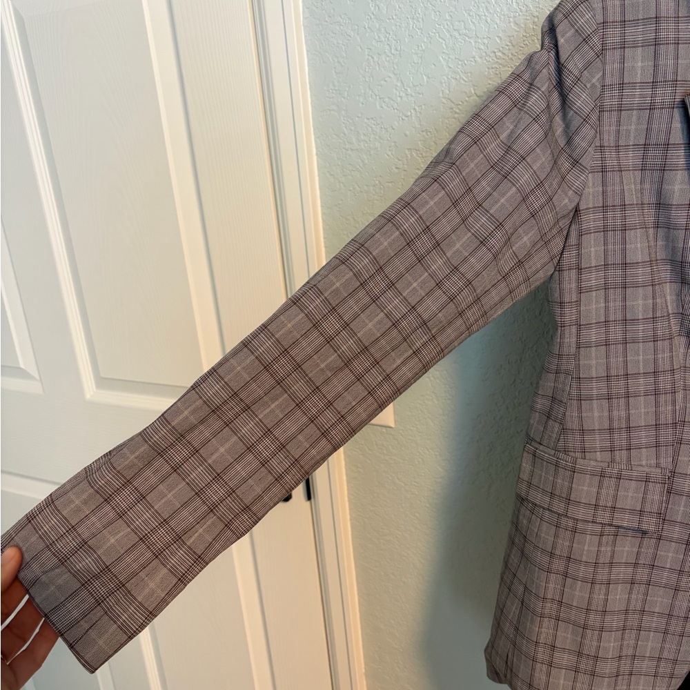 Nordstrom Plaid Blazer | Gray Windowpane | Size Small - Picture 3 of 6